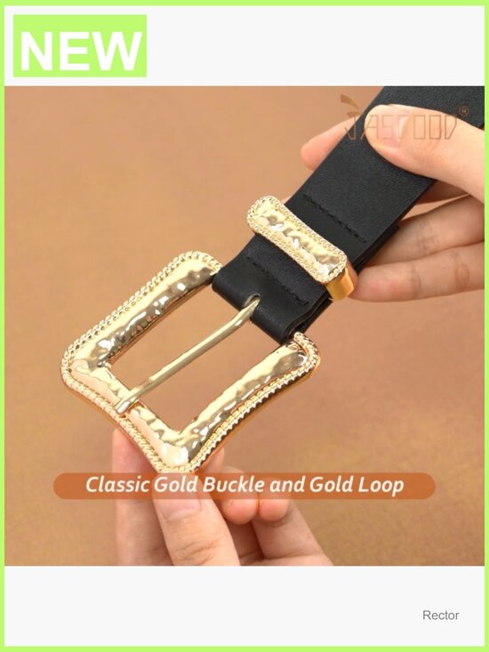 Plus Size Leather Waist Belt with Gold Buckle for Women main image 4